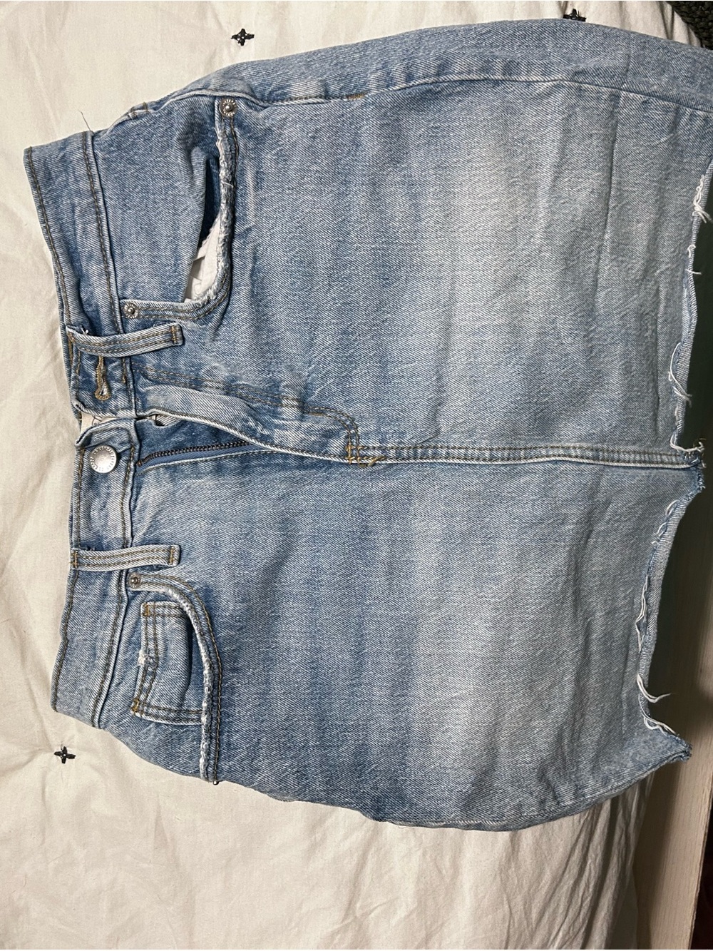 Universal Thread Light Blue Denim Skirt with Frayed Hem